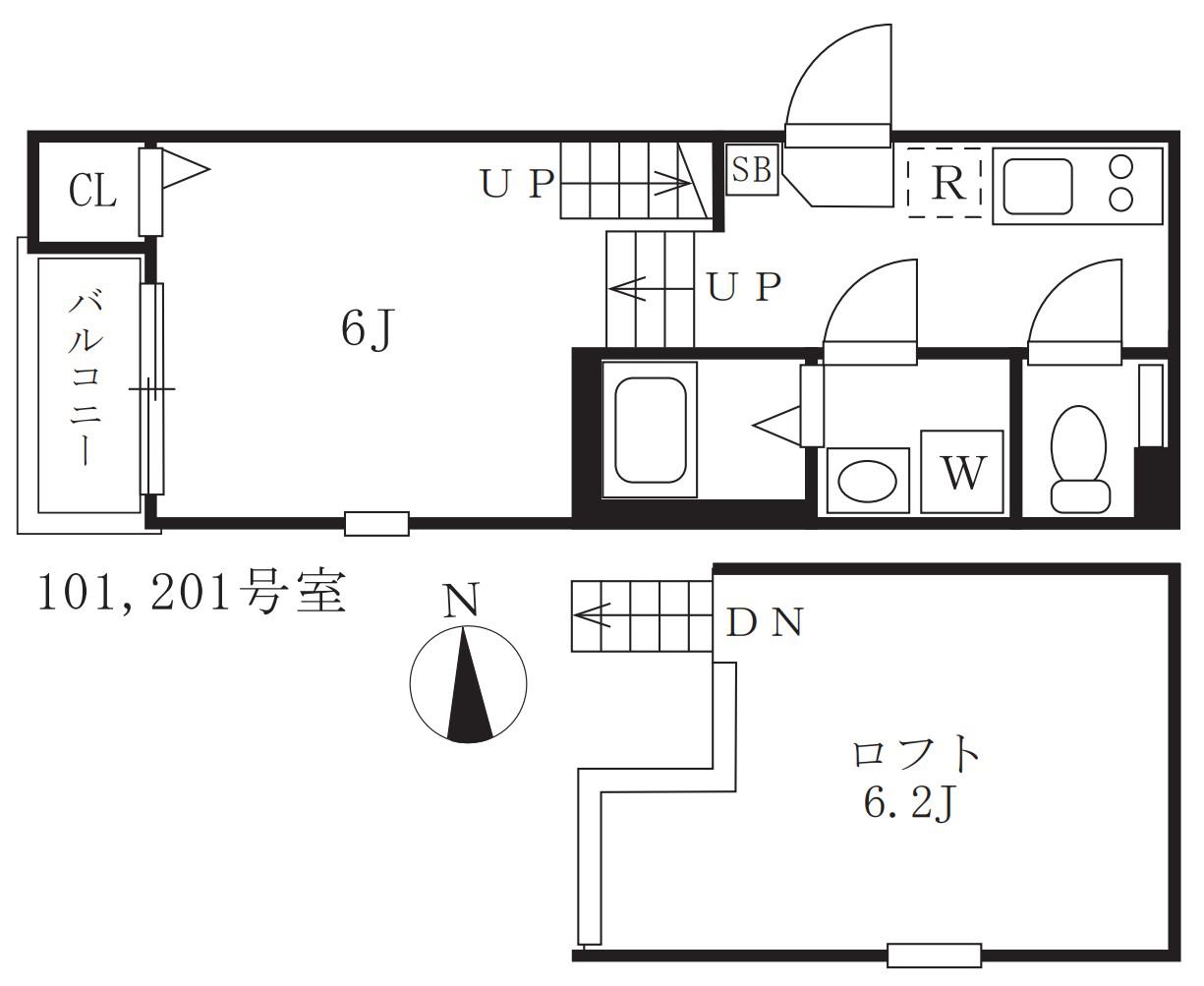 グランテラス(1K/1階)の間取り写真