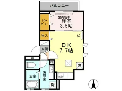 リヴェールII(1DK/1階)の間取り写真