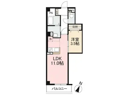 FORTE塩上町(1LDK/3階)の間取り写真