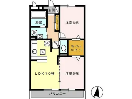 ラピュタ(2LDK/1階)の間取り写真
