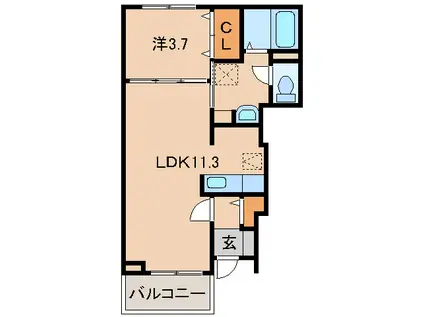 ソレイユT・D(1LDK/1階)の間取り写真