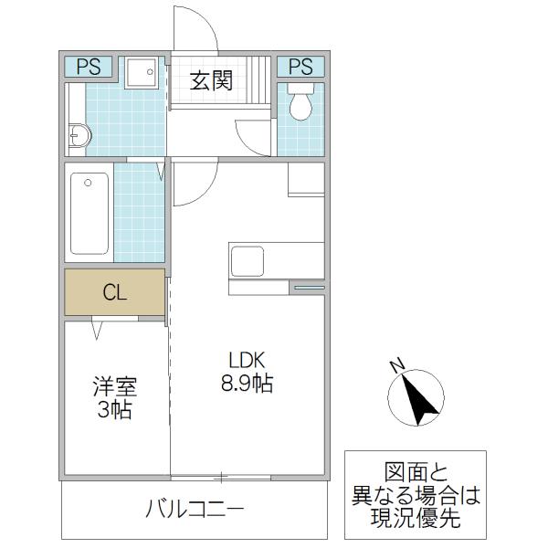サクラテラス自由ヶ丘(1LDK/3階)の間取り写真