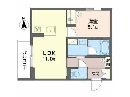 キャピターレ(1LDK/3階)の間取り写真