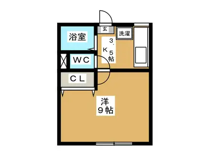 コーポF(1K/1階)の間取り写真