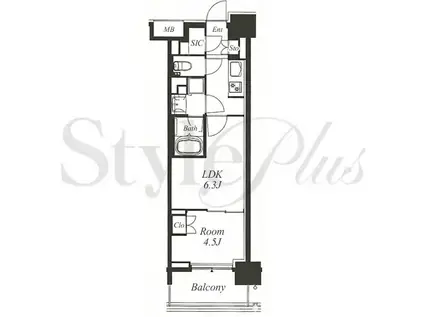 オープンレジデンシア栄(1LDK/6階)の間取り写真
