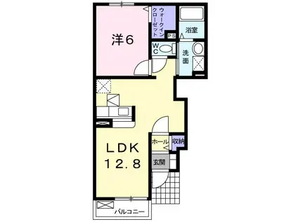 プラシードS.K(1LDK/1階)の間取り写真