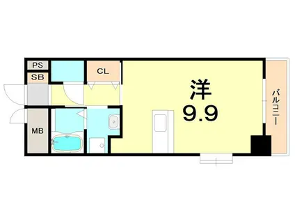 ジアコスモ神戸三宮(ワンルーム/6階)の間取り写真