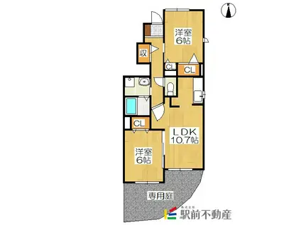 カーサ アバンツァート(2LDK/1階)の間取り写真