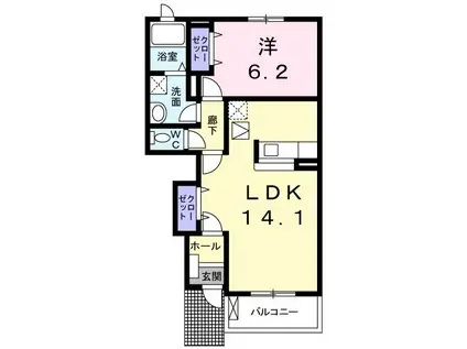 サンレミA(1LDK/1階)の間取り写真