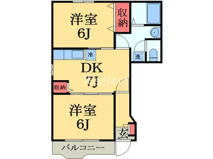グリーンハイツイマイ7(2DK/1階)の間取り写真