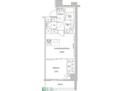 ザ・パークハビオ文京江戸川橋(1LDK/10階)の間取り写真