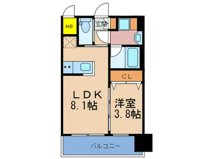ディームス御幣島(1LDK/3階)の間取り写真