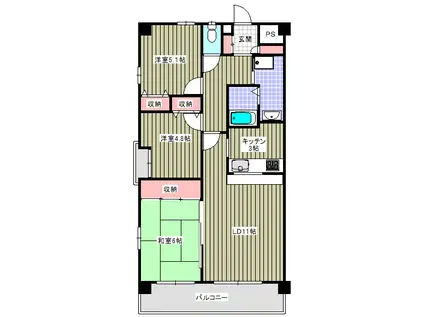 ベルク天神橋(3LDK/2階)の間取り写真