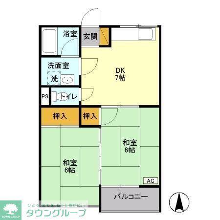 メゾン梨花(2DK/2階)の間取り写真