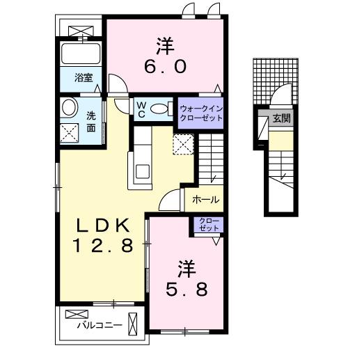 エストランダ C(2LDK/2階)の間取り写真