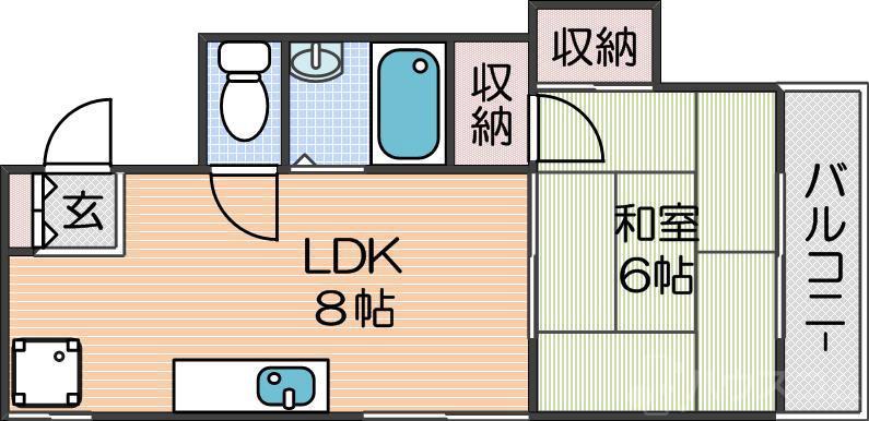 シティハイツ玉出(1LDK/4階)の間取り写真