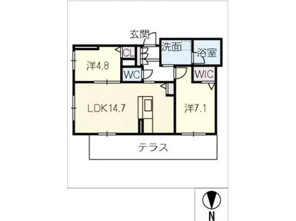 シャーメゾン国府宮駅前(2LDK/1階)の間取り写真