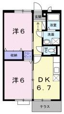 ジェニーハイツ(2DK/1階)の間取り写真
