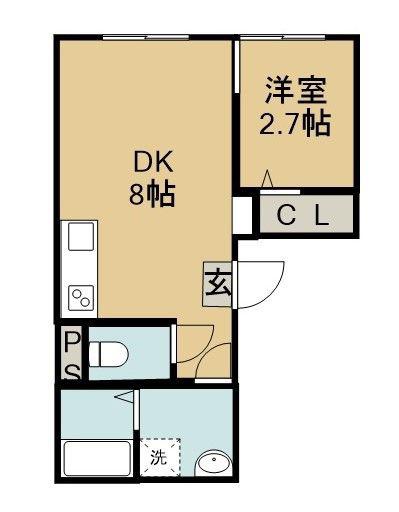 J.リヴェール佐古(1DK/2階)の間取り写真