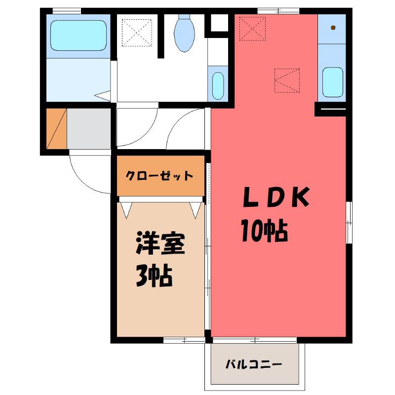 ピュアマインドC棟(1LDK/1階)の間取り写真