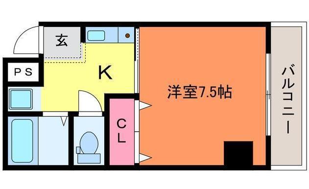 ゆうマンション(1K/6階)の間取り写真