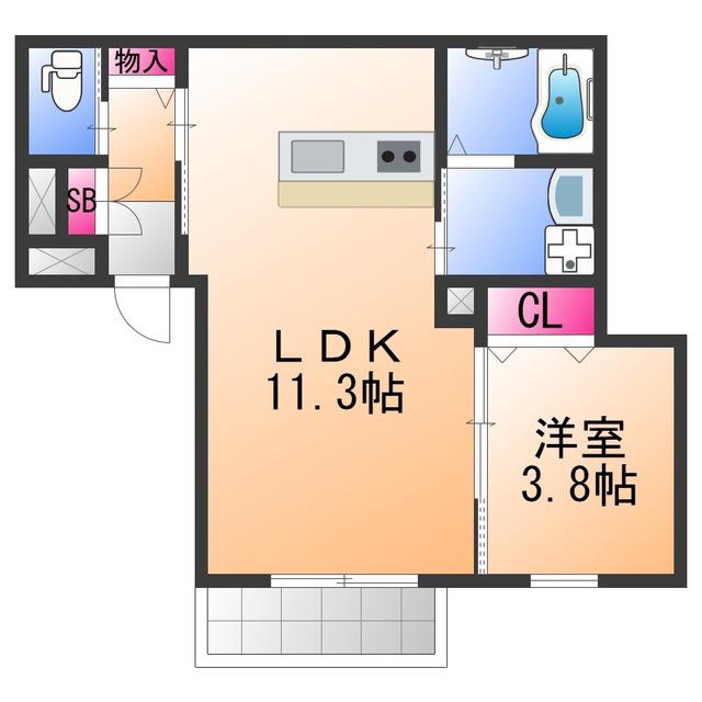 ARCAりんくうII(1LDK/1階)の間取り写真