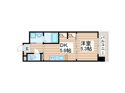 ドゥーエ仙台イーストII(1DK/2階)の間取り写真