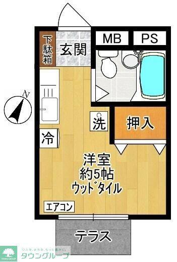 コーポNコーポエヌ(ワンルーム/1階)の間取り写真