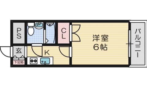 ダイユウレスト茨木A棟(1K/2階)の間取り写真