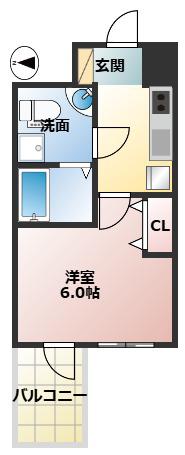 セレニテフラン新大阪(1K/4階)の間取り写真