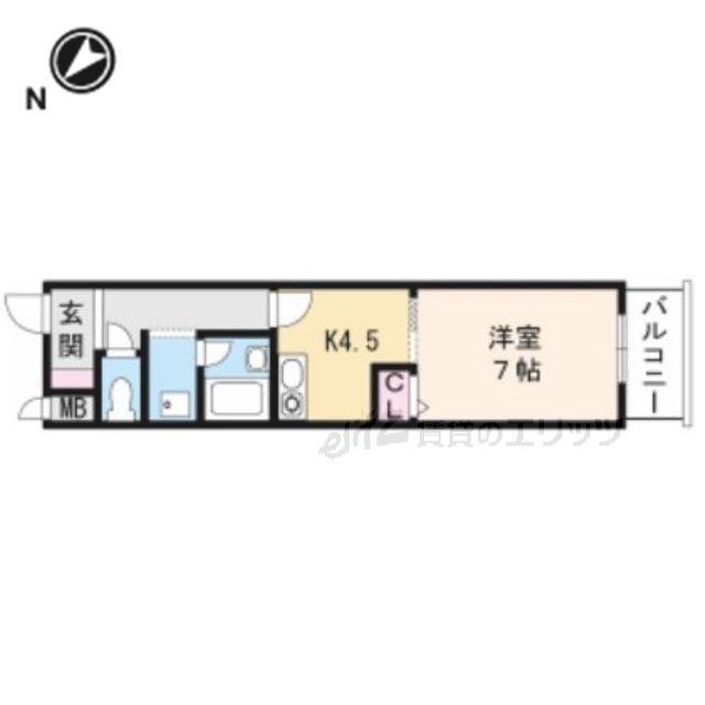 エスリード吹田駅前(1DK/2階)の間取り写真