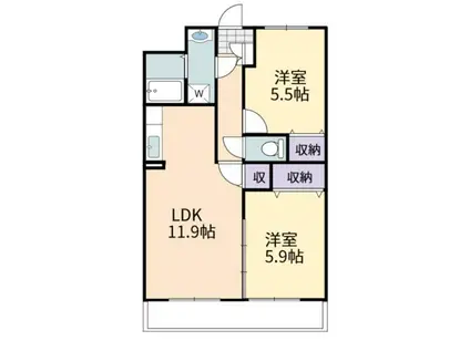 エレガンス・M(2LDK/1階)の間取り写真
