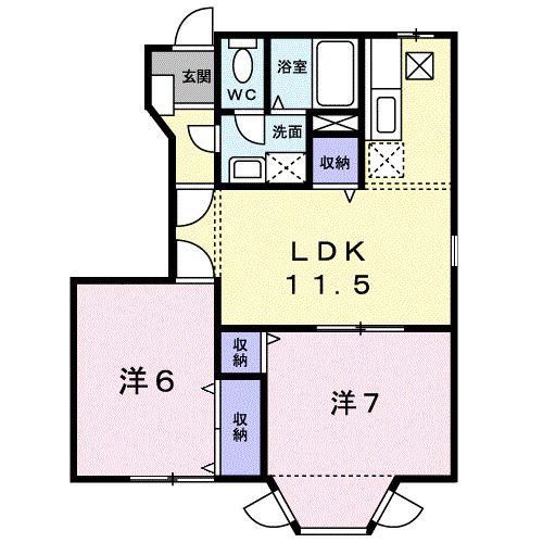 グリーンキャッスル(2LDK/1階)の間取り写真