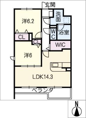 カンフリエ寿(2LDK/3階)の間取り写真