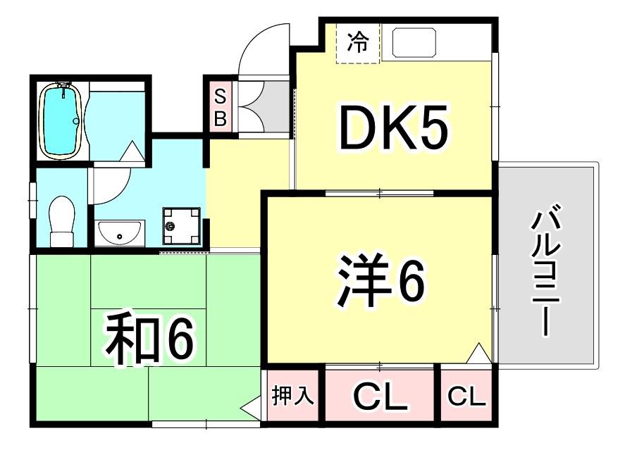 マニャーナ夙川(2DK/2階)の間取り写真