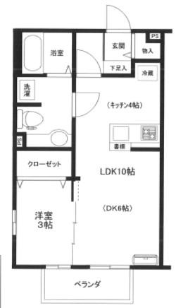 ウィンドワード(1LDK/2階)の間取り写真