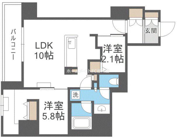 アーバネックス天満橋FRONT(2LDK/4階)の間取り写真