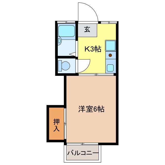 アーバン折立 北棟(1K/1階)の間取り写真