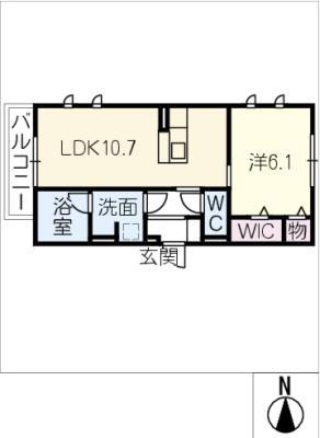 セレスティア穂積(1LDK/2階)の間取り写真