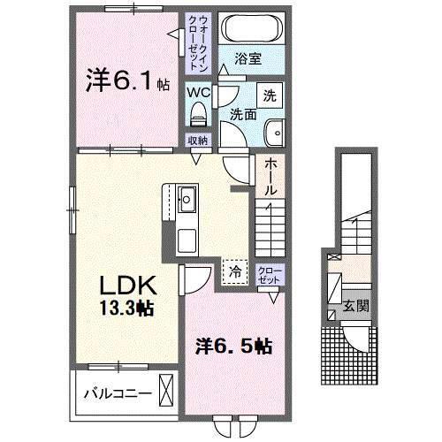 ロング ボワ シュド(2LDK/2階)の間取り写真