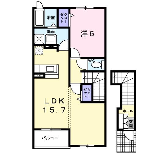 コンフォートK 七番館(1LDK/2階)の間取り写真