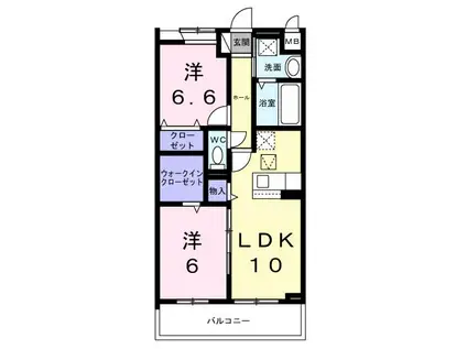 HILL COURT 水無瀬(2LDK/1階)の間取り写真