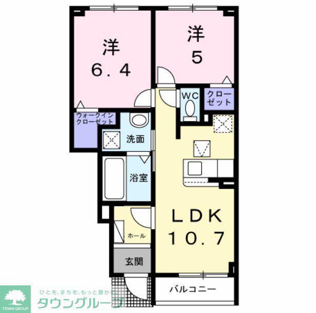 フェリチタカーサ I(2LDK/1階)の間取り写真