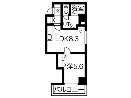 ブルースカイ北20(1LDK/9階)の間取り写真