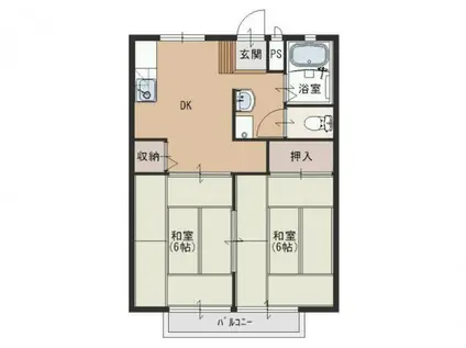 サンシティ寺部B(2DK/1階)の間取り写真