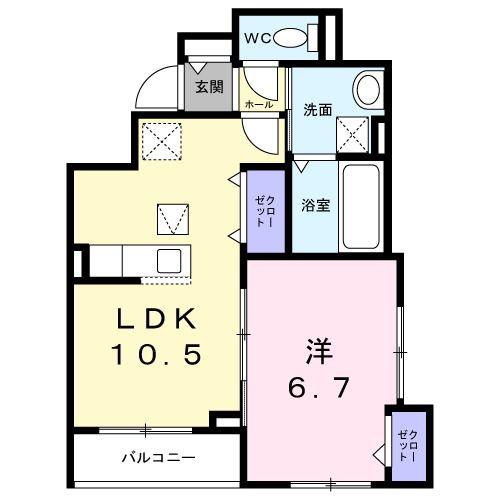 アドヴァンス(1LDK/1階)の間取り写真