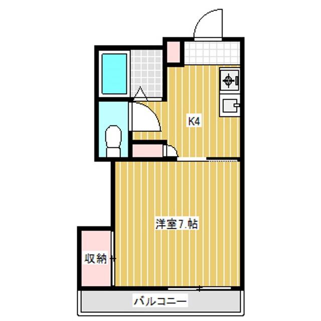 メラベルデ S棟(1K/2階)の間取り写真