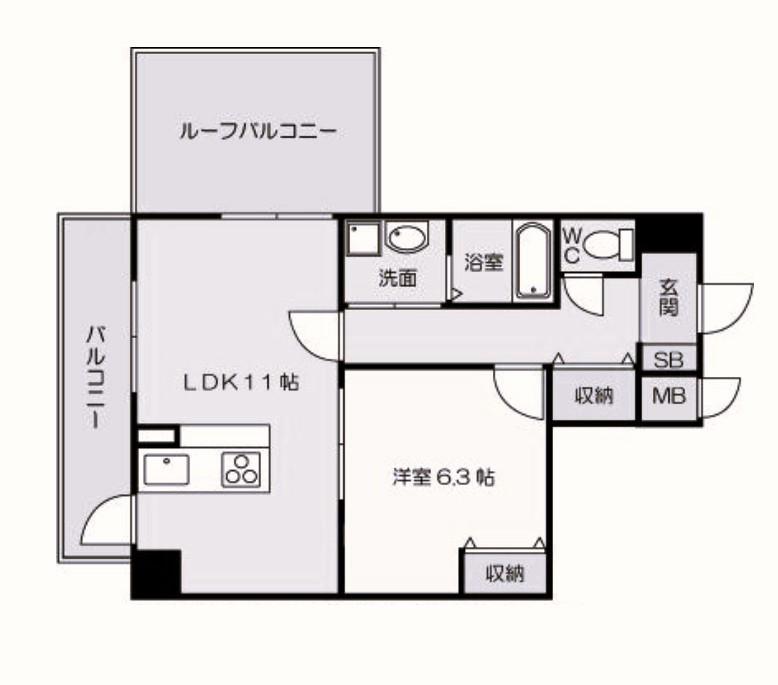 BERGAMOTTO三萩野(1LDK/7階)の間取り写真
