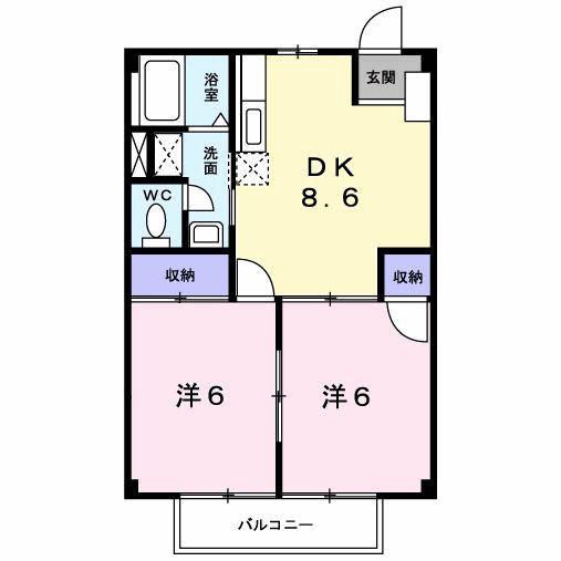 ココハイツ(2DK/2階)の間取り写真