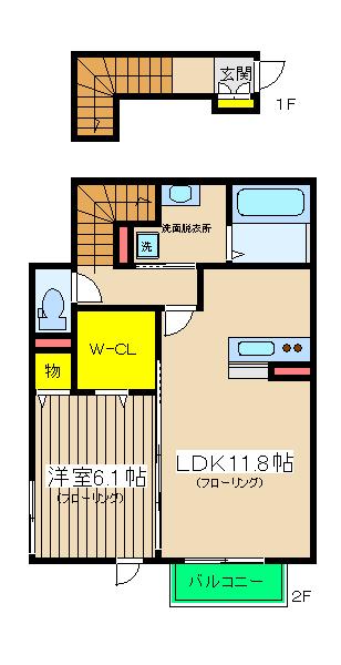 BELL ESPACE(1SLDK/1階)の間取り写真